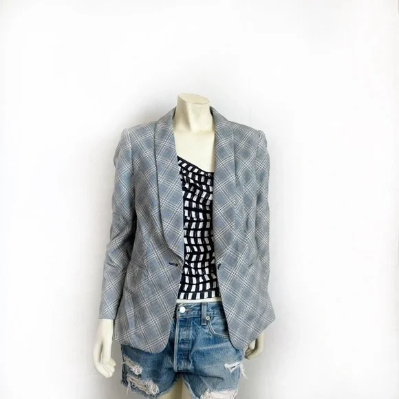 Rebecca Taylor windowpane plaid double breasted jacket blazer size 8 - Picture 5 of 10